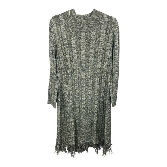 Soft Surroundings Never Cable Knit Fringe Sweater Dress Size Large NWT - Picture 1 of 11
